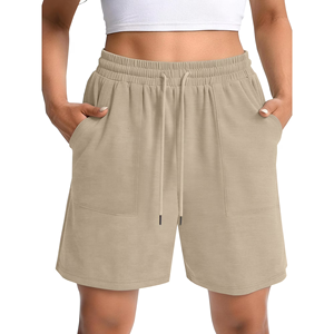 Pantalones cortos de algodón de alta calidad y cómodos para la temporada de verano, talla grande para mujer, diseño personalizado, pantalones cortos de color sólido para mujer - Product Image 1