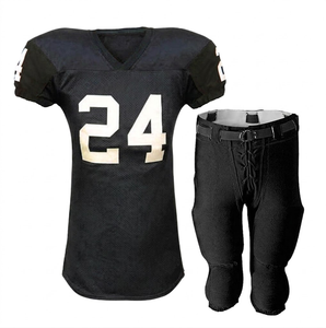 Customized Men's Black Color American Football Jersey <b>Shorts</b> Set Breathable Uniform Plus Size Trending Sports - Product Image 1
