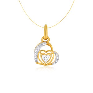 Pendentif Cœur en Or Jaune avec Diamants Ronds Brillants de Laboratoire, Style Romantique, Bijoux Quotidiens pour Femmes - Product Image 1