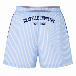 Streetwear Shorts Summer Fit Men’s Sky Blue Striped <b>Boxer</b> Shorts Cotton Poplin Relaxed Fit Y2K Style - Product Image 3