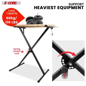 Adjustable Foldable Metal <b>Keyboard</b> <b>Stand</b> <b>with</b> Padded Piano Bench Combo 5-Core Musician Chair Set - Product Image 6