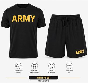 ชุดเสื้อยืดและกางเกงขาสั้น PT |   ชุดออกกำลังกายดูดซับความชื้นสำหรับการฝึกซ้อมทางกายภาพ วิ่งจ๊อกกิ้ง และออกกำลังกายในยิม - Product Image 5