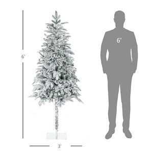 Albero di Natale Artificiale 6 Piedi (180 cm) con Base in Acciaio ad Apertura Automatica, Rami Innevati, Luce Calda, 210 cm 7 Piedi Decorato - Product Image 2