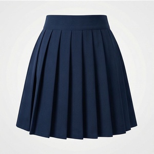 Women Pleated <b>Mini</b> Skirt Solid Color High Waist Comfortable All Seasons Woven Polyester Dress Skirt - Product Image 1