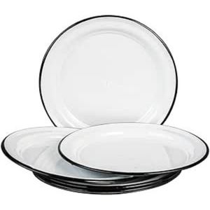 Luxury <b>White</b> Enamel Charger Plate with Black Rim Wholesale Metal Underplate Wedding Party Event <b>Dining</b> <b>Table</b> Decoration Plate - Product Image 4