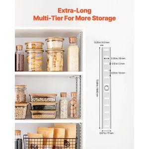 Lot de 20 supports d'étagère réglables en acier de 72,7 pouces, à montage en mortaise, pour pilastres, avec 140 vis et connecteurs de support d'étagère - Product Image 2