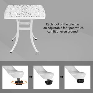 Tavolo Quadrato e Tavolino Laterale in Alluminio Pressofuso per Esterni, Elegante Set da Bar o Cocktail per Patio, Giardino o Bordo Piscina - Product Image 5