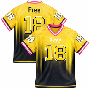 Maillot de football américain personnalisé, col en V, manches courtes, coupe athlétique, sublimé, respirant, anti-bactérien, vêtements de sport pour équipe - Product Image 1