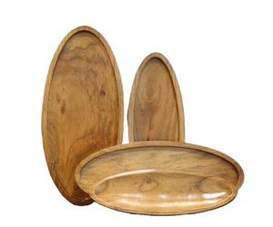 ถาดเสิร์ฟไม้รูปวงรีคุณภาพพรีเมียม ถาดอาหารเช้าอเนกประสงค์ ถาดเสิร์ฟและจัดเก็บ ราคาดีที่สุด - Product Image 1