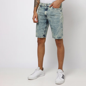 Custom Logo New Design Wholesale Men's Light Wash High Summer Straight Distressed Short Raw Hem Streetwear Denim Cargo Shorts - Product Image 5