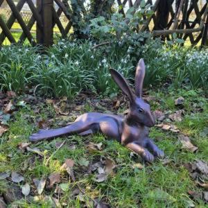<b>Easter</b> Decoration Bronze Rabbit Sculpture Cast Iron Bunnies <b>Ornament</b> For Garden Events Decor Crafts - Product Image 3
