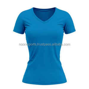 เสื้อยืดฟิตเนสแห้งเร็วคอวีสำหรับผู้หญิงใส่ในฤดูร้อนพิมพ์โลโก้เป็นมิตรกับสิ่งแวดล้อม - Product Image 1