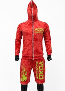 Conjunto de Sudadera con Capucha Roja para Hombre VOXO INDUSTRIES, Estampado por Sublimación, Estilo Urbano, Corte Regular, Tejido de Felpa Transpirable, 100% Algodón - Product Image 3