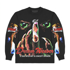 T-shirt ample pour homme en coton 100% avec imprimé graphique vintage streetwear, style urbain, coupe décontractée, manches longues - Product Image 3