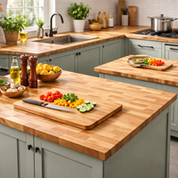Plan de travail en bois massif de qualité supérieure avec jointure à languettes pour îlot de cuisine, plan de travail durable en bois de boucher, résistant à l'eau et à la chaleur, pour usage intérieur