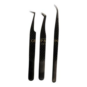 ชุดแหนบต่อขนตาแบล็คพลาสมา สำหรับต่อขนตาแบบวอลลุ่ม แยกเส้นขนตาอย่างมืออาชีพ ทำจากสแตนเลสสตีล แหนบความแม่นยำสูง - Product Image 1