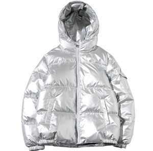 Custom <b>Men</b> Plain Hooded Glossy Shiny Puffer <b>Jacket</b> High Quality Quilted Puffer <b>Jacket</b> Winter Warm Outwear Thick Down Coat <b>Jacket</b> - Product Image 1