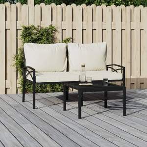 Ensemble de 2 chaises de patio noires et couleur sable pour la décoration de jardin - Product Image 1