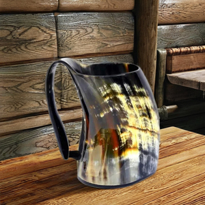 Taza de Beber Pulida Ecológica de Cuerno de Buey Natural, Taza de Decoración para el Hogar de Estilo Animal Moderno Hecha a Mano Única, Artesanía HA - Product Image 1