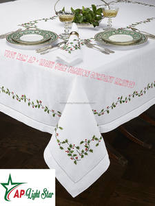 Handmade Cotton <b>Linen</b> Blend <b>Tablecloth</b> with Elegant and Luxurious Embroidery Motifs Custom Size Best Sale VNAP NP024 - Product Image 6