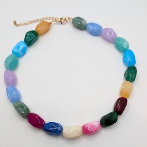 Handmade White Marble Acrylic Resin Bead <b>Statement</b> <b>Necklace</b> Chunky Bib Collar Women Fashion Jewelry Custom Wholesale Manufacture - Product Image 2