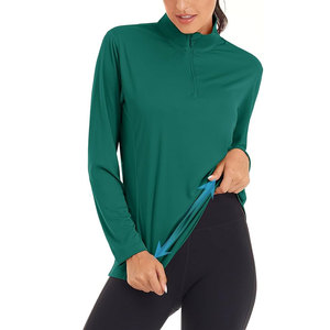 Polo de Manga Larga Verde para Mujer, 100% Poliéster, Tejido Transpirable, Ropa Deportiva Informal, Color Sólido, Manga Completa - Product Image 5