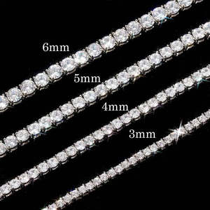 VVS Moissanite Tennis <b>Chain</b> 925 Sterling Silver Rhodium Plated <b>Iced</b> <b>Out</b> Men's Hip Hop Necklace - Product Image 4