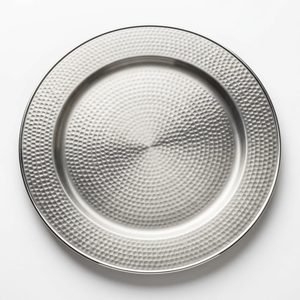 Plato de Servir Artesanal de Acero Inoxidable SS304 de 46 cm con Acabado Martillado Satinado, Plato de Presentación Vasant, Decoración para el Hogar, Estilo Moderno - Product Image 1