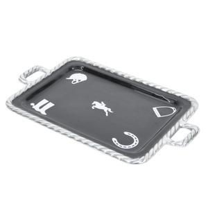 Compre bandejas de servir estilo americano con asas de lujo, bandeja decorativa para eventos, fiestas, mesas, decoración del hogar, bandejas para frutas y aperitivos. - Product Image 3