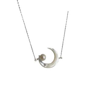 Collier en perles d'eau douce naturelles avec coquille de papillon blanche Sensation fraîche Pendentif en argent S925 Chaîne de clavicule réglable - Product Image 5