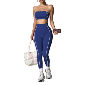Custom Private Label Cross Waist <b>Flare</b> <b>Leggings</b> Gym Yoga Set Scoop Neck Twist Solid Front Sports Bra High Stretch Breathable - Product Image 4