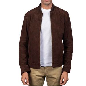 Chaqueta Bomber de Gamuza para Hombre, Cierre de Cremallera, Cuello de Punto Acanalado, Puños con Botones a Presión, Forro de Poliéster, Prenda Exterior Elegante - Product Image 1