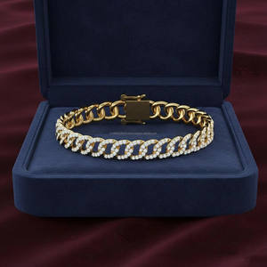 Bracelet maille cubaine en argent sterling 925 avec diamants Moissanite style Iced Out, bijoux hip-hop pour fiançailles et mariage - Product Image 4