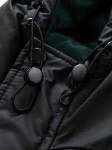 Veste matelassée à capuche noire pour homme, très vendue, avec doublure verte, coupe-vent en polyester, manteau d'hiver décontracté, coupe régulière, fermeture éclair - Product Image 5