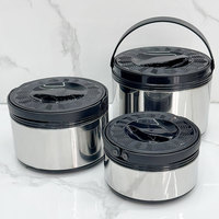 Ensemble de 3 casseroles isothermes en acier inoxydable grande capacité pour garder les aliments au chaud, contenants de stockage alimentaire pour fêtes 1,5/2,5/5L