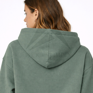 Sweat-shirt à capuche court vert pour femme, imprimé « Be Kind », en coton décontracté avec poches, pour l'automne - Product Image 5