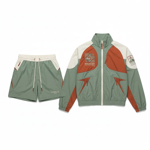 Sustainable Lightweight Printed Casual <b>Summer</b> Track Suit Breathable Nylon Zip Windbreaker <b>Jacket</b> Shorts 2-Piece Streetwear - Product Image 1