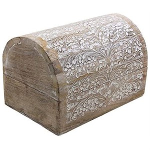 Caja de Joyería Artesanal Tallada a Mano en Madera de Mango con Acabado en Nogal, Venta al Por Mayor - Product Image 3