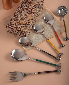 Top vente 6 pièces grande cuillère et fourchette ensemble pour servir de la nourriture mariage restaurant et hôtel - Product Image 6