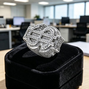 <b>Silver</b> 925 Moissanite Dollar Sign <b>Ring</b> Baguette Cut Iced Out Hip Hop <b>Men</b> <b>Ring</b> 925 <b>Sterling</b> <b>Silver</b> - Product Image 4