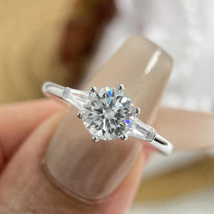 Round Cut Moissanite Engagement <b>Ring</b> <b>Solitaire</b> Style Sterling <b>Silver</b> Bridal Wedding <b>Ring</b> Classic Luxury Fine Jewelry Gift - Product Image 1