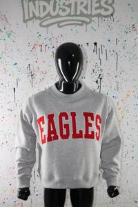 Sudadera EAGLES con cuello simulado, 450 GSM, nombre personalizado, bordado en aplique, corte holgado, 100% algodón, felpa francesa. - Product Image 4