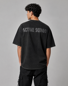T-shirt en coton oversize Active Squad pour homme, décontracté, noir délavé, manches courtes, col rond, prix abordable, personnalisable - Product Image 2