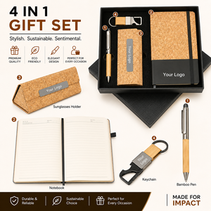 Set de Regalo Ecológico 4 en 1: Cuaderno de Corcho, Bolígrafo de Bambú, Porta Gafas de Sol, Llavero, Caja de Regalo Empresarial con Logotipo Personalizado - Product Image 1