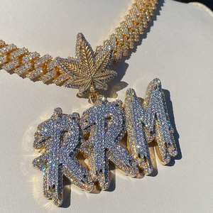 Nuevo Diseño de Colgante de Letra con Moissanita, Plata 925, Chapado en Oro de 18k, Collar con Nombre Estilo Hip Hop, Colgante de Moissanita Personalizado - Product Image 2