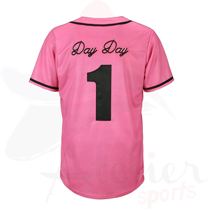 เสื้อเบสบอลผู้ใหญ่สั่งทำขายส่ง แห้งเร็ว ระบายอากาศดี สีชมพูสด ปักลาย พิมพ์ลาย ชุดยูนิฟอร์มเบสบอลทีมสั่งทำ - Product Image 2