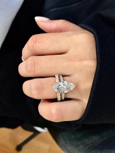 Marquise Cut Lab Grown <b>Diamond</b> <b>Ring</b> Set 5 Carat 14K Solid Gold Engagement <b>Ring</b> with Stackable Wedding Bands Bridal Jewelry - Product Image 6