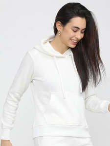 Sudadera Blanca para Mujer, Manga Larga, Color Sólido, Tejido de Algodón, Transpirable, para Otoño - Product Image 2
