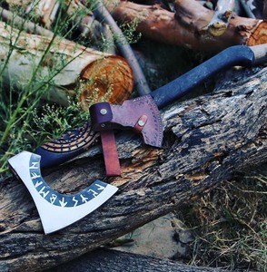 Hache Viking Tomahawk de qualité industrielle, lame en acier forgé de haute qualité, manche en bois, hache de survie, outil de camping en plein air - Product Image 4