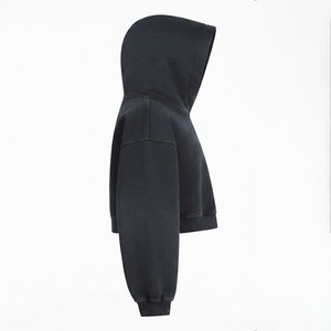 New Arrivals Custom Logo Women's Hooded Sweatshirt Solid Color Full Sleeve Knitted Breathable Short Length Autumn/Wear - Product Image 3